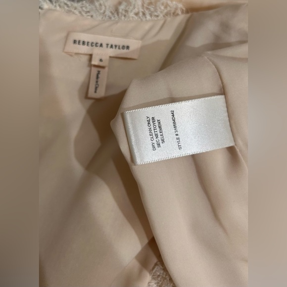 Rebecca Taylor Cream Stretch Tweed and Lace fringed hem dress size 6 - Picture 8 of 10